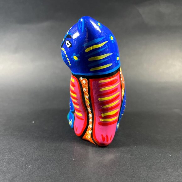 VTG Talavera Mexican Colorful Cat Folk Art Pottery Figurine Hand-painted 3.5” - Picture 5 of 7